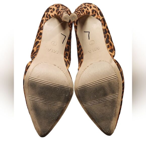 MIA Heels Leopard Print‎ Stilettos Suede Brown Black Cut Out Sexy Pointed Toe 7 - Picture 14 of 16